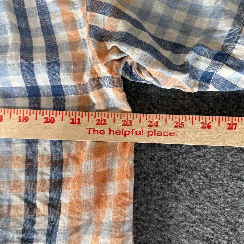 Tommy Bahama‎ Linen Shirt Mens Large Plaid Short Sleeve Button Up Relax Casual